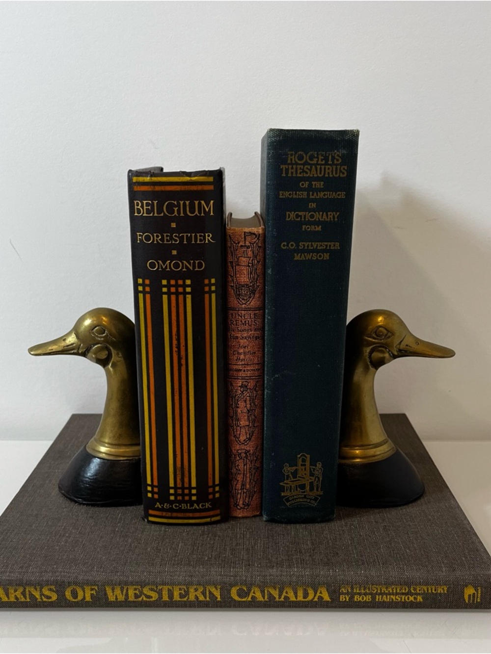 Brass Duck Bookends with Black Bases - Vintage Pair